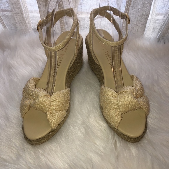 Stuart Weitzman Knot Espadrille Wedge Heels Sz 7B - Picture 1 of 4